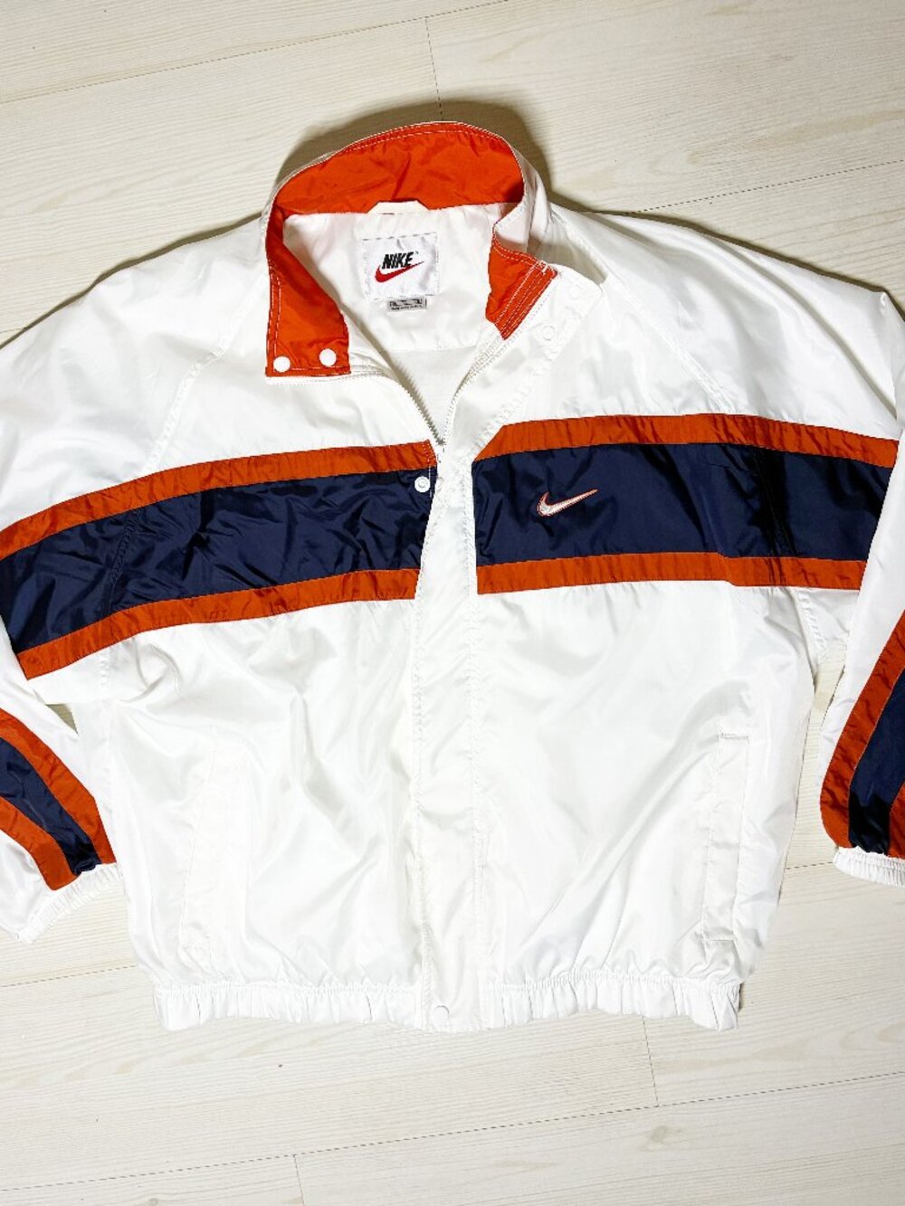 Vintage 90s Nike Colorblock Windbreaker Jacket Red Navy Blue White Size XL